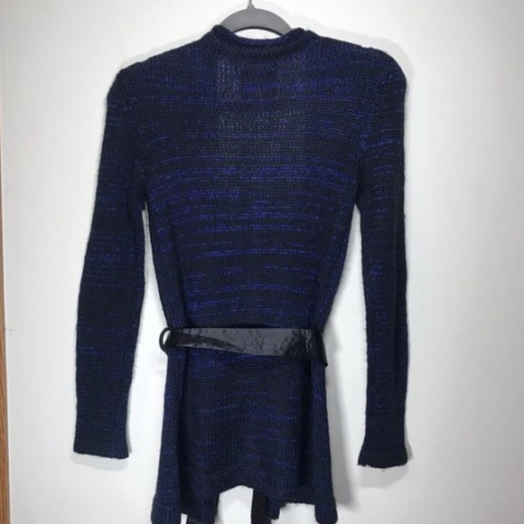 Narsico Rodriguez Design Nation Black Blue Marled Cardigan Sweater - Picture 2 of 5